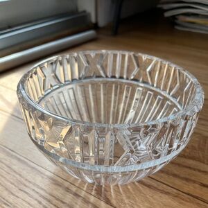 Tiffany & Co Polished Cut Crystal Bowl "Atlas" Roman Numeral